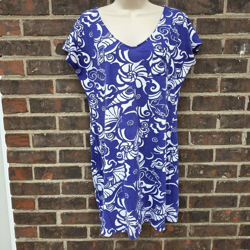 Lilly Pulitzer Size Medium 100% Cotton 69166 Daniella Dress Blue Tide Pools
